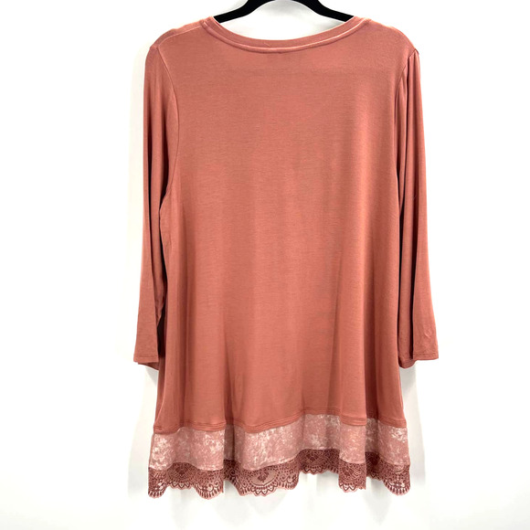 LOGO Lori Goldstein Light Tunic Blouse Quarter Sleeve Scoop Neckline Women Large - Picture 2 of 9